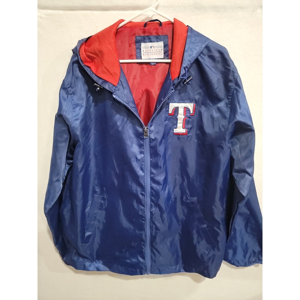 Texas Rangers Vintage MLB Full‎ Zip Jacket Men's XL Blue Red Genuine Merchandise